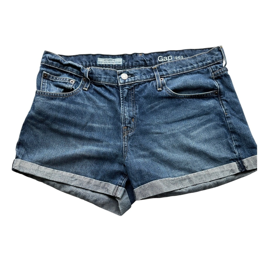 GAP 1969‎ Denim Shorts Cuffed Blue Size 31 Classic Travel Vacation Mid Rise